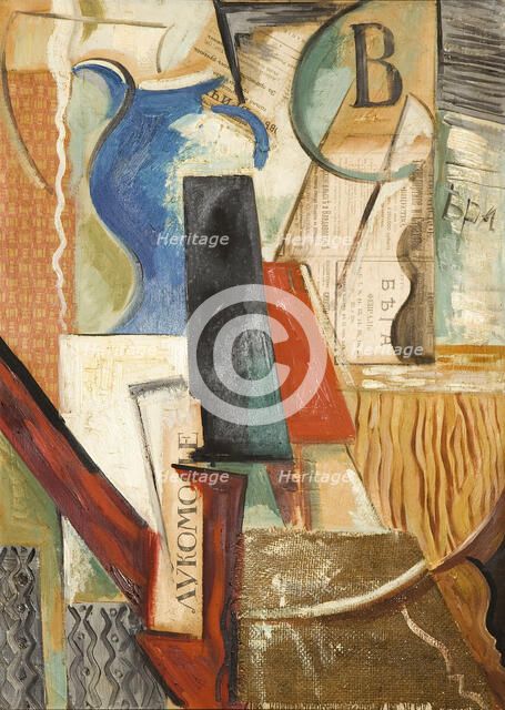 Collage with Blue pot. Creator: Pestel, Vera Yefremovna (1887-1952).