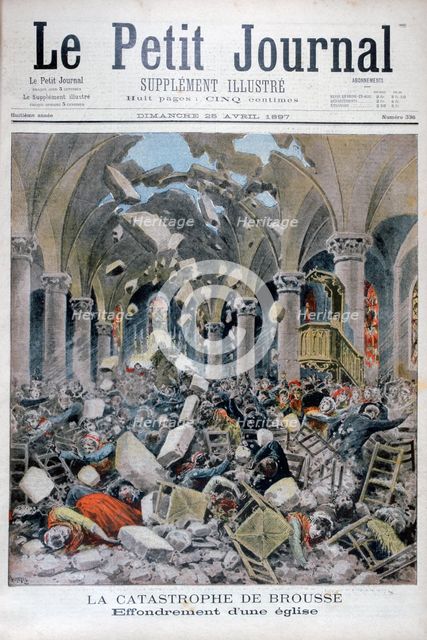 Collapse of a church, Brousse, France, 1897. Artist: Henri Meyer