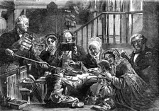 Collecting the Offering in a Scotch Kirk 1855.Artist: Orrin Smith
