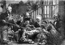 Collecting the Offering in a Scotch Kirk 1855.Artist: Orrin Smith