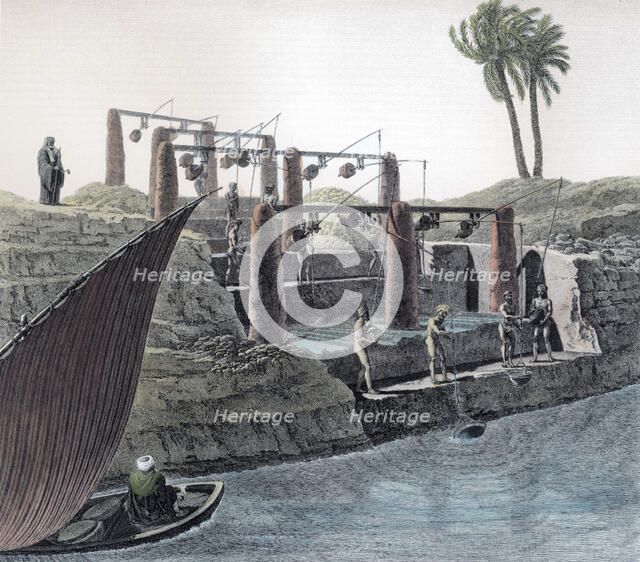Collecting water from the Nile, Egypt, c1798. Artist: Unknown
