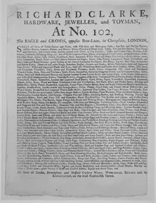 Collection of Trade Cards, Mainly British, 1700 - 1850 [Baron Leverhulme, Volume II], 1700-1850. Creator: Unknown