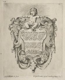 Collection of Various Caprices and New Designs of Cartouches and Ornaments: No 1, Title Page. Creator: Stefano Della Bella (Italian, 1610-1664)
