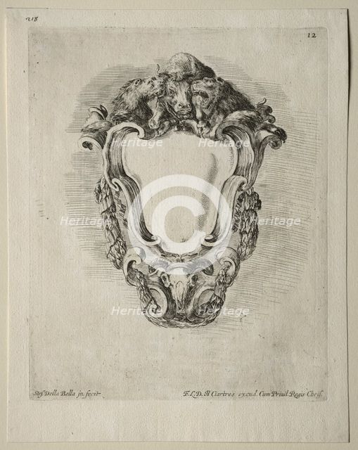 Collection of Various Caprices and New Designs of Cartouches and Ornaments: No 12. Creator: Stefano Della Bella (Italian, 1610-1664).