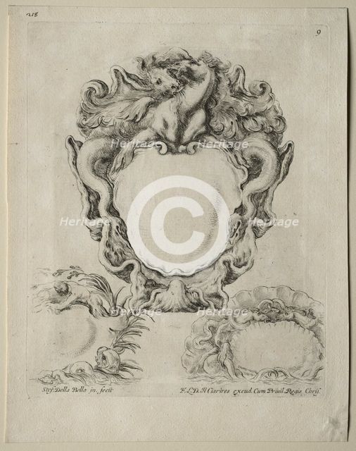 Collection of Various Caprices and New Designs of Cartouches and Ornaments: No. 9. Creator: Stefano Della Bella (Italian, 1610-1664).