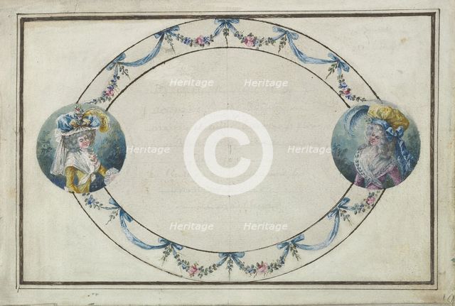 Collection of French Costume Designs or Portrait Types; Title Page, ca. 1785-90. Creator: Anon.
