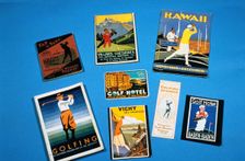Collection of golfing travel pamphlets and luggage labels, c1900-1940. Creator: Unknown