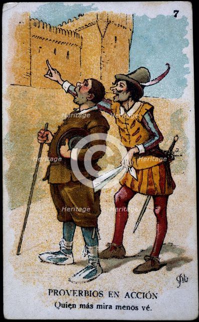 Collection of stickers 'Proverbs in action 'number 3, 1904. Creator: Mestres, Apeles (1854 - 1936).