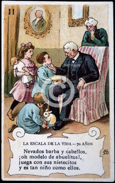 Collection of stickers 'Scale of life' number 5, 20th century. Creator: Mestres, Apeles (1854 - 1936).