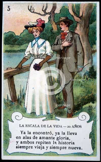 Collection of stickers 'Scale of life' number 5, 20th century. Creator: Mestres, Apeles (1854 - 1936).