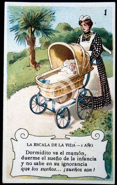 Collection of stickers 'Scale of life' number 1, 20th century. Creator: Mestres, Apeles (1854 - 1936).