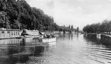 College barges on the River Isis, Oxford, early 20th century.Artist: C Richter