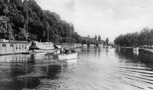 College barges on the River Isis, Oxford, early 20th century.Artist: C Richter