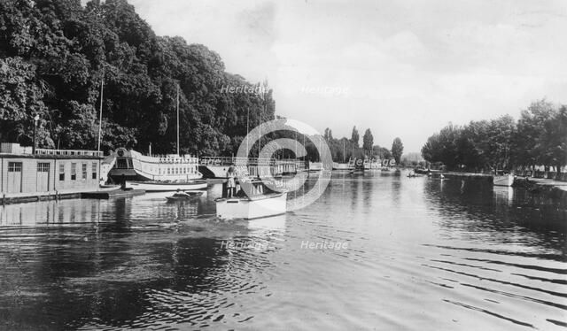 College barges on the River Isis, Oxford, early 20th century.Artist: C Richter