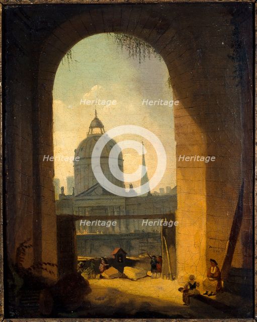College des Quatres-Nations, seen from the entrance to the courtyard of the Louvre, 1780. Creator: Pierre-Antoine Demachy.
