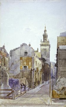 College Hill and the Church of St Michael Paternoster Royal, City of London, 1883. Artist: John Crowther