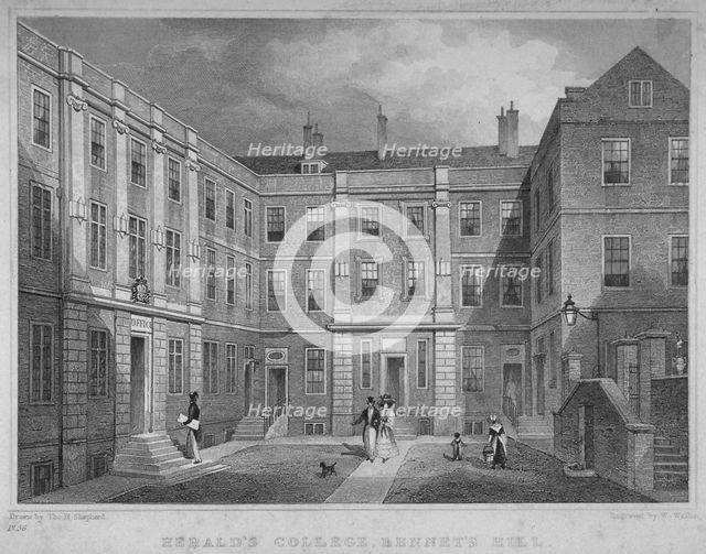 College of Arms, City of London, 1827.                                                 Artist: W Wallis