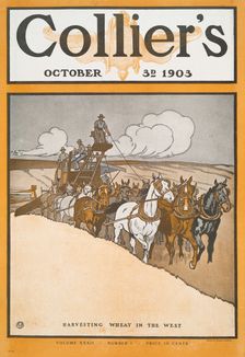 Collier's October 3rd, 1903, Harvesting Wheat in The West, Volume XXXII, Number 1..., c1903. Creator: Edward Penfield