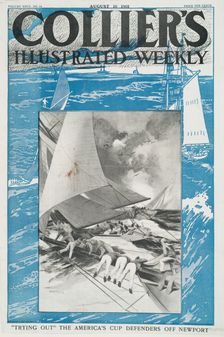 Collier's Illustrated Weekly, "Trying Out" The America's Cup Defenders Off Newport..., c1901. Creator: Edward Penfield