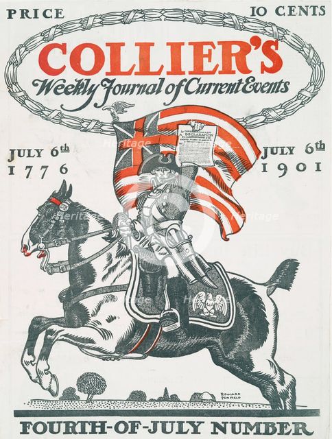 Collier's Weekly Journal Current Events, Fourth of July Number, July 6th, 1776, July 6th, 1901. Creator: Edward Penfield.