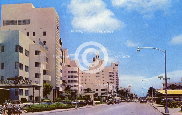 Collins Avenue looking toward Lincoln Road, Miami Beach, Florida, USA, 1953. Artist: Unknown