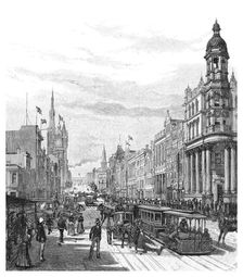 Collins Street looking east, Melbourne, Victoria, Australia, 1886.Artist: JR Ashton