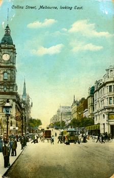 Collins Street, looking east, Melbourne, Victoria, Australia, c1900s(?)