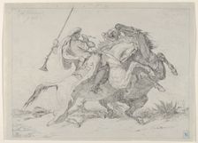 Collision of Moorish Horsemen, 1834., 1834. Creator: Eugene Delacroix