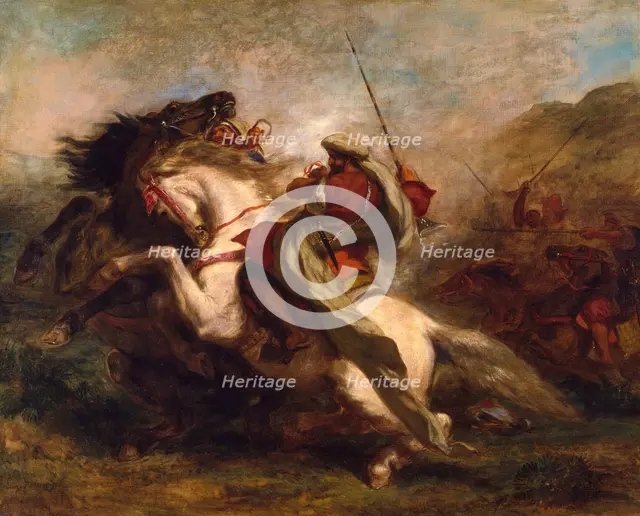Collision of the Moorish Horsemen, 1843-1844. Creator: Eugene Delacroix.