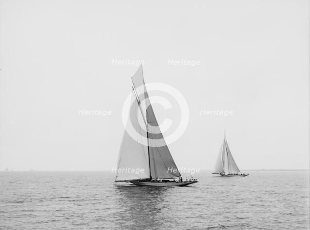 Columbia and Defender, Aug. 12, 1899, c1899. Creator: Unknown.