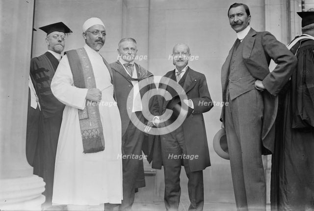 Columbia -- Mr. Dhalla, H.Y. Clews, Djelal Munif Bey and A.V.W. Jackson, 1914. Creator: Bain News Service.