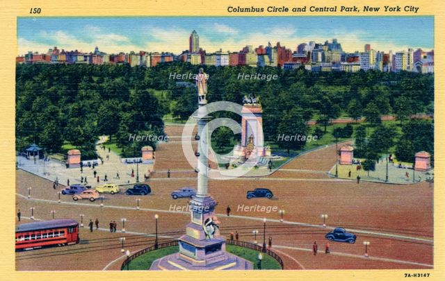 Columbus Circle and Central Park, New York City, New York, USA, 1937. Artist: Unknown