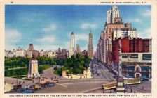 Columbus Circle and one of the entrances to Central Park, New York City, New York, USA, 1933