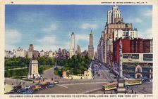 Columbus Circle and one of the entrances to Central Park, New York City, New York, USA, 1933