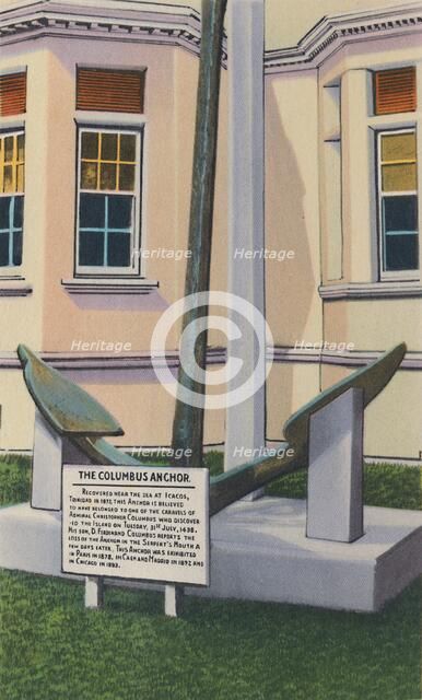 'Columbus Anchor, Victoria Institute, Port of Spain, Trinidad, B.W.I.', c1940s. Creator: Unknown.