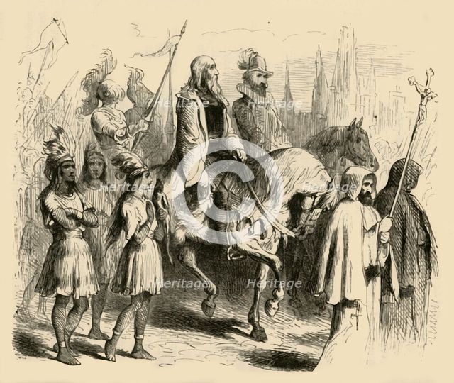 'Columbus and his Train Entering Barcelona', (1877). Creator: Felix Octavius Carr Darley.