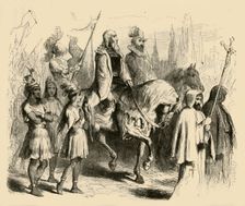 Columbus and his Train Entering Barcelona (1877). Creator: Felix Octavius Carr Darley