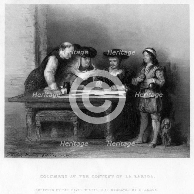 Columbus at the Convent of La Rabida, 1490 (19th century).Artist: H Lemon
