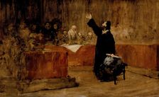Columbus before the Council of Salamanca, c1876. Creator: William Merritt Chase