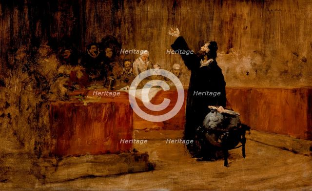 Columbus before the Council of Salamanca, c1876. Creator: William Merritt Chase.