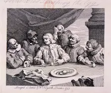 Columbus breaking the egg 1753. Artist: William Hogarth