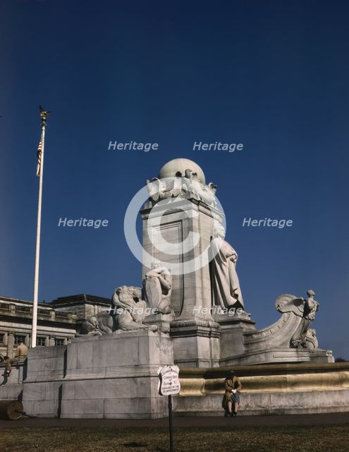 Columbus Fountain and statue in front of Union Station, Washington, D.C., ca. 1943. Creator: Unknown.