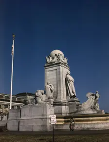 Columbus Fountain and statue in front of Union Station, Washington, D.C., ca. 1943. Creator: Unknown