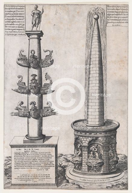 Column of Dilius and Obelisque Fountain, 1574. Creator: Anon.