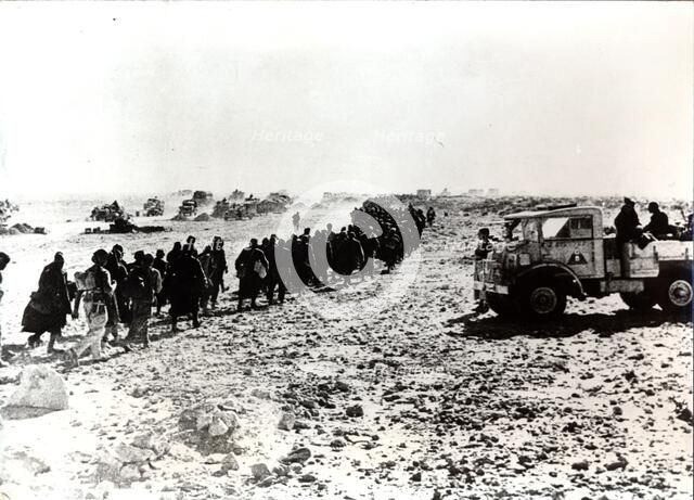 Column of German prisoners, near Tobruk, Libya, World War II, c1941-c1942. Artist: Unknown