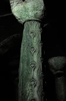 Column of Tears, Basilica Cistern (6th century), Istanbul, Turkey. Creator: LTL