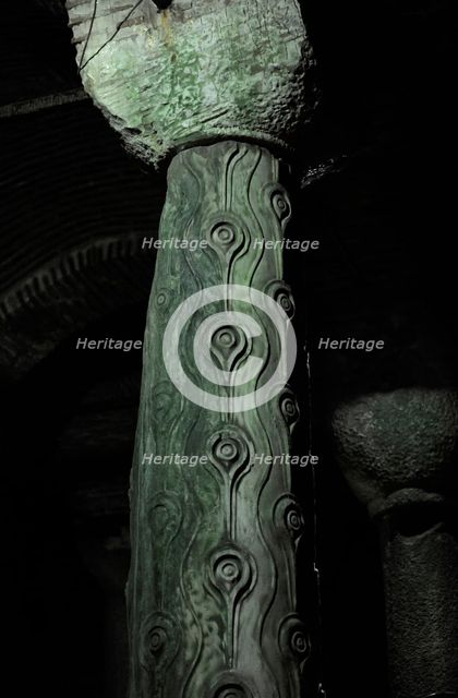 Column of Tears, Basilica Cistern (6th century), Istanbul, Turkey. Creator: Unknown.