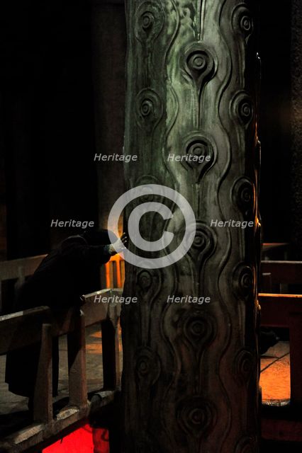 Column of Tears, Basilica Cistern, Istanbul, Turkey, 2013.  Creator: LTL.