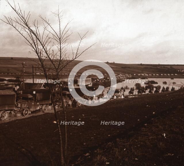 Column of trucks, Verdun, northern France, c1914-c1918. Artist: Unknown.