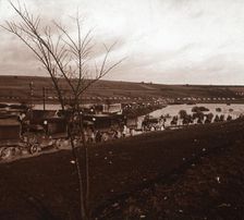 Column of trucks, Verdun, northern France, c1914-c1918